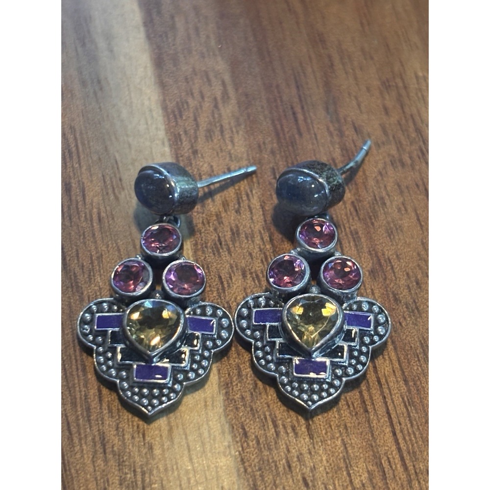 Vintage Nicky Butler Sterling Silver Multi Gemstone Earrings